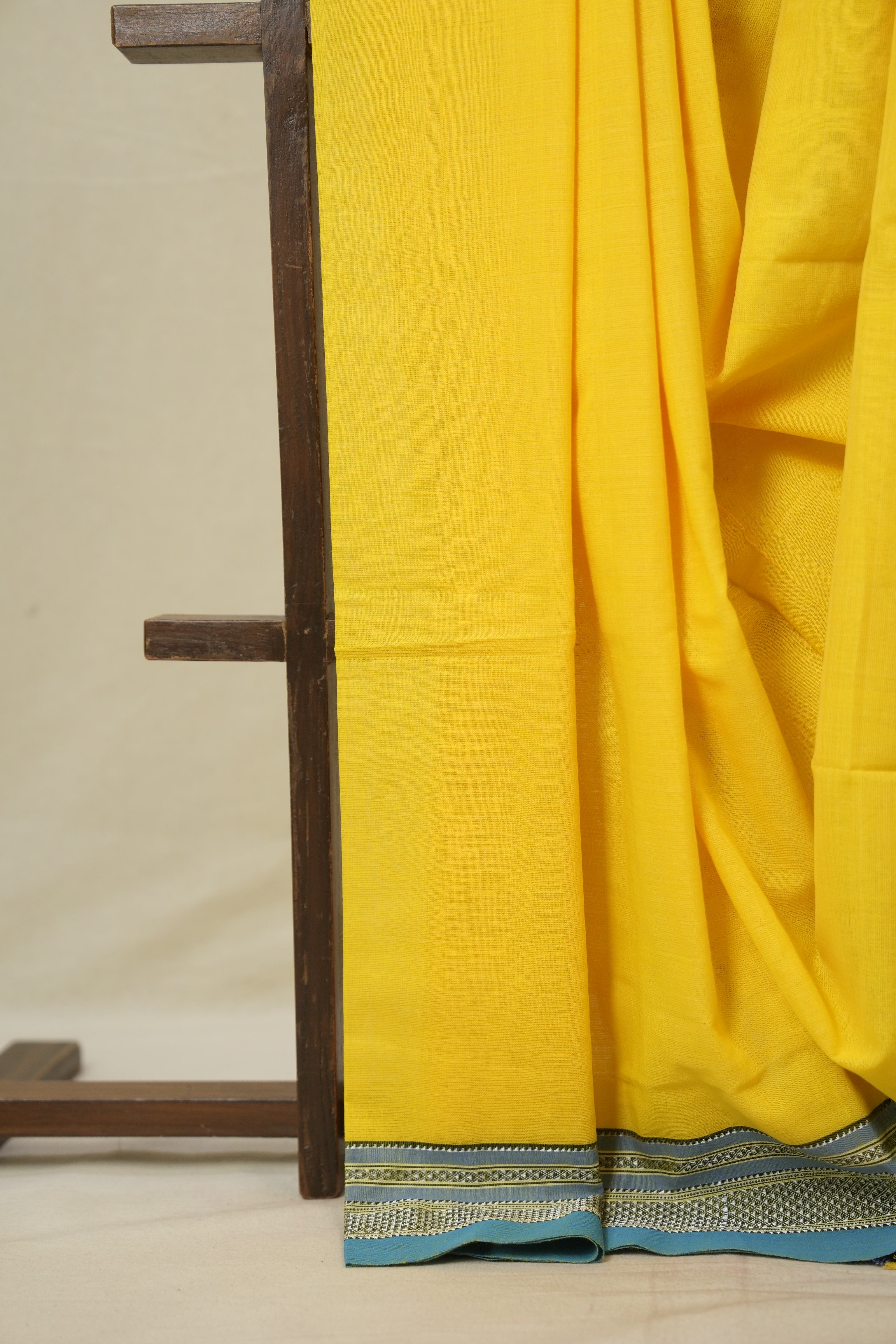 Yellow Cotton IIkal Saree With Chikki Border - SRYCIS908