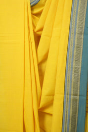 Yellow Cotton IIkal Saree With Chikki Border - SRYCIS908