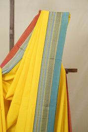 Yellow Cotton IIkal Saree With Chikki Border - SRYCIS908