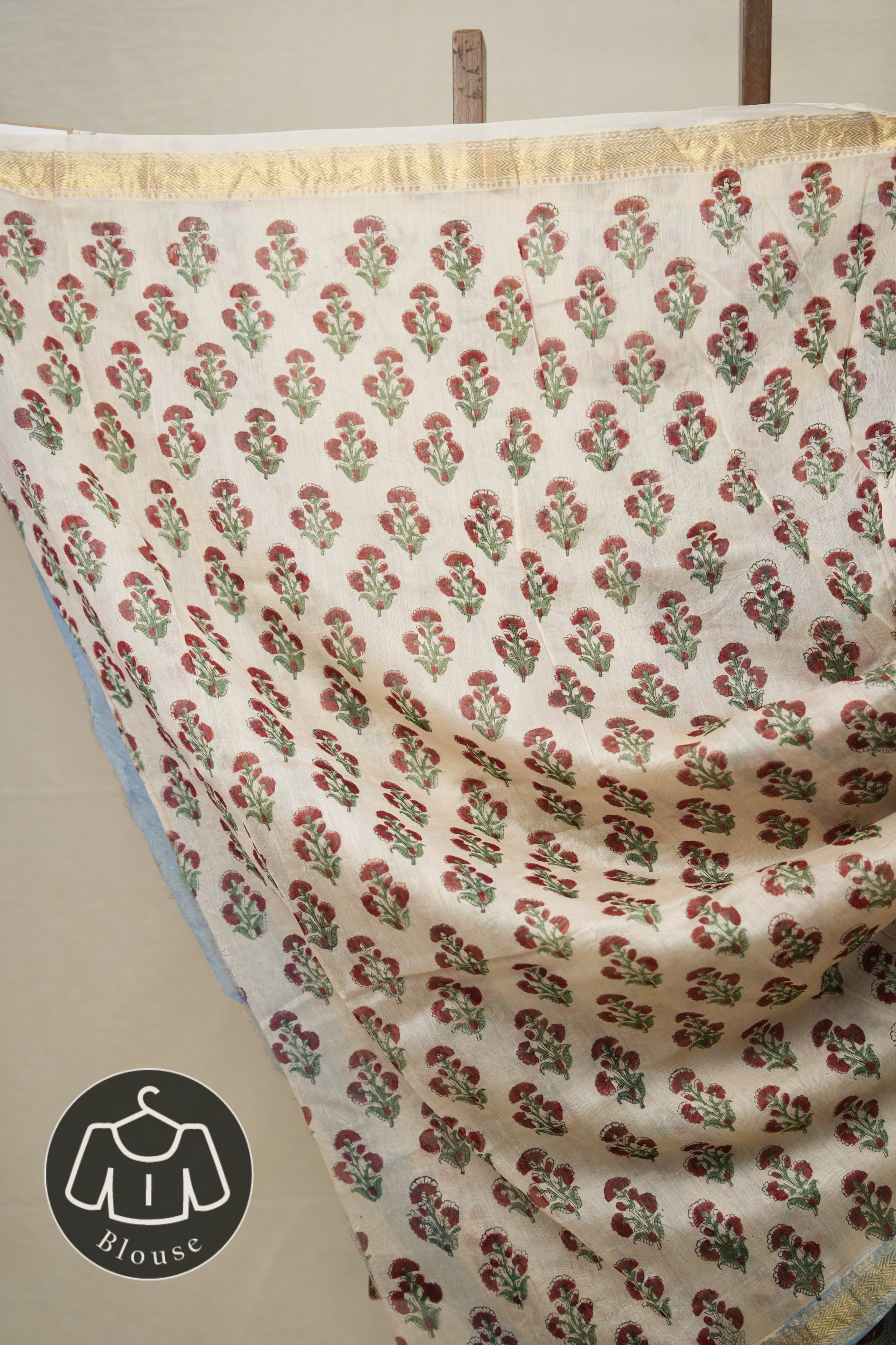 Sky Blue HBP Cotton Silk Saree With Maheshwari Border - SRSBCSS1334