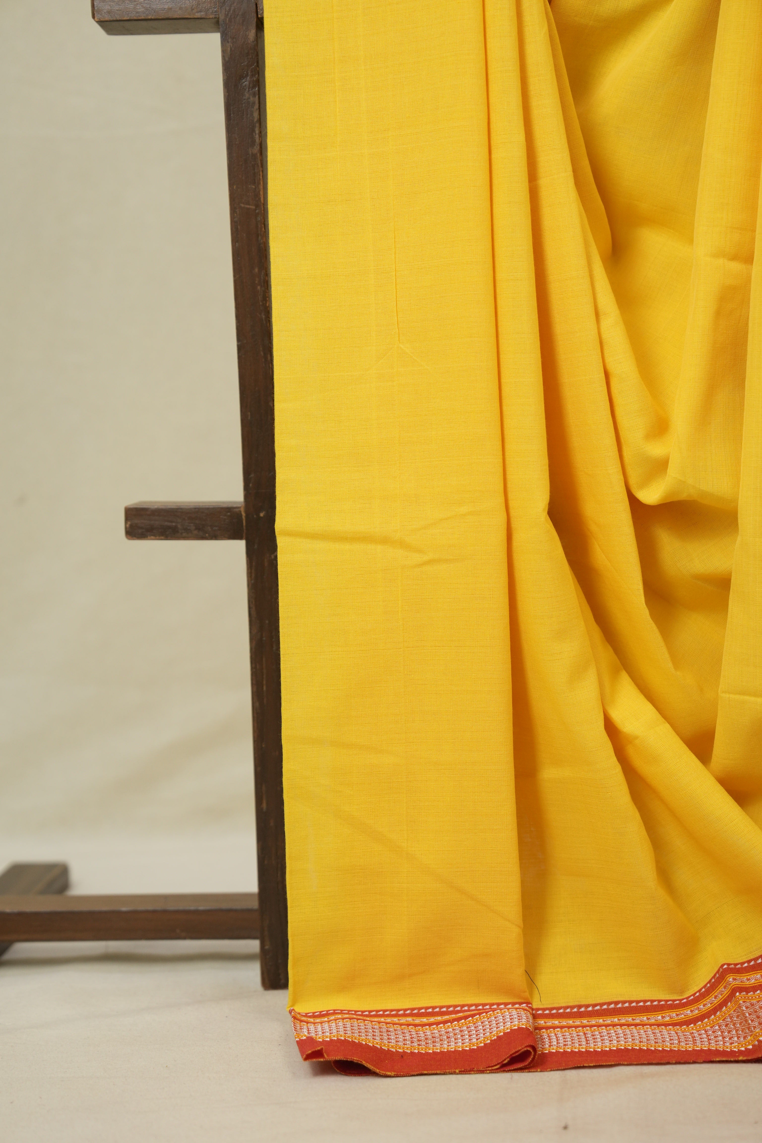 Yellow Cotton IIkal Saree With Chikki Border - SRYCIS904