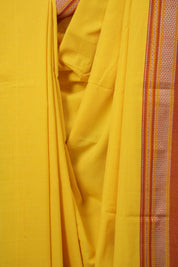 Yellow Cotton IIkal Saree With Chikki Border - SRYCIS904