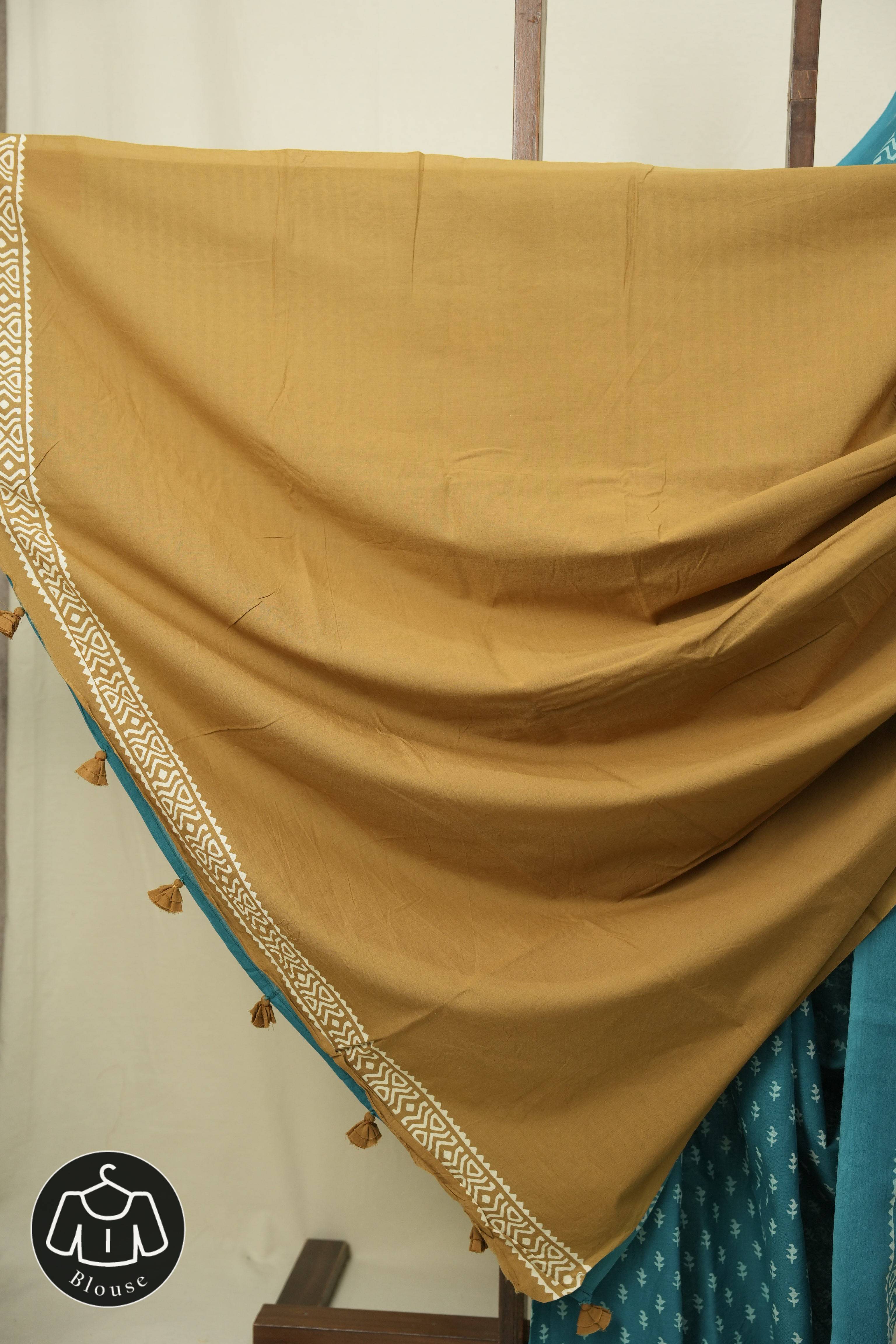 Teal HBP Cotton Saree - SRTCS3534