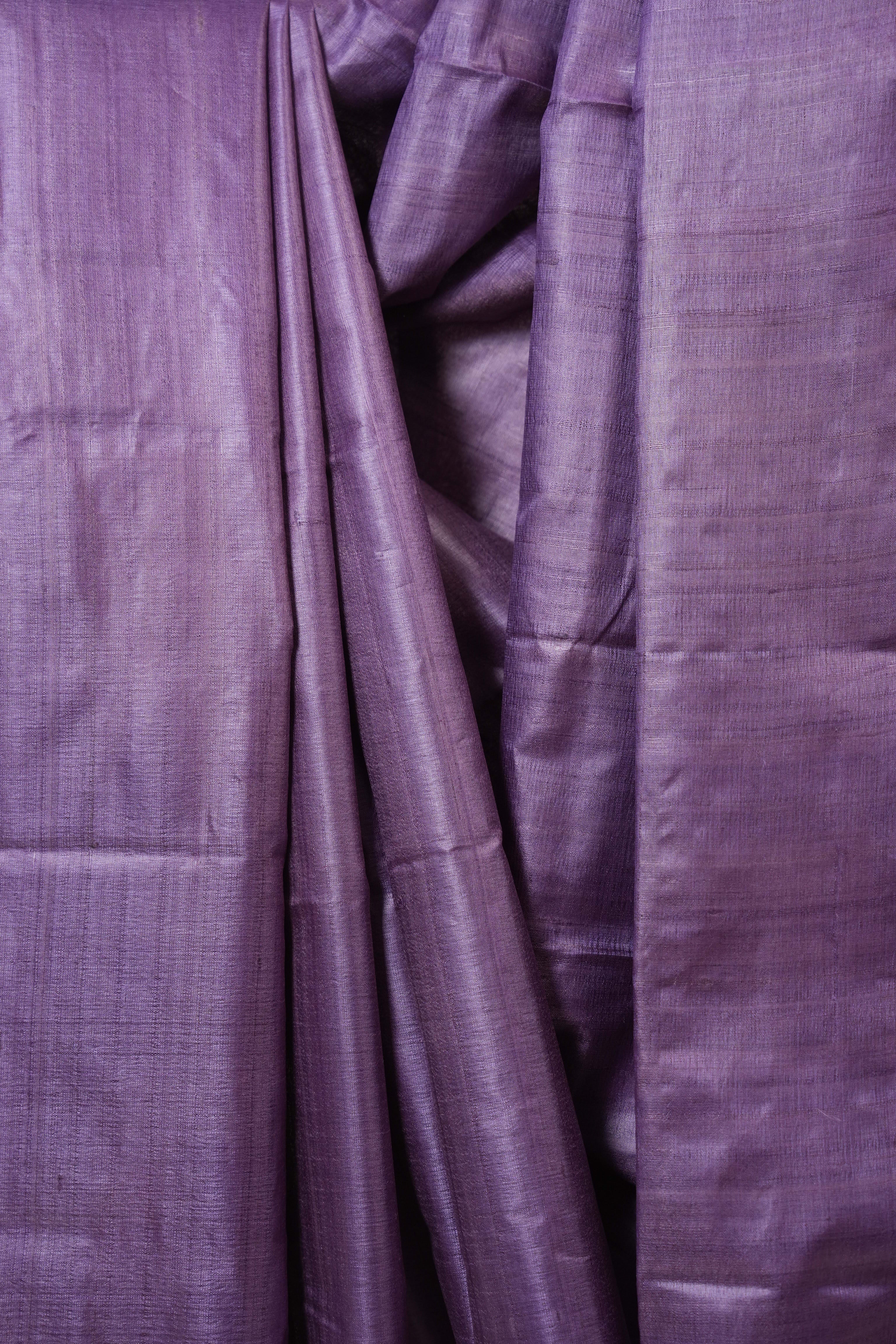 Purple Tussar Silk Saree - SRYTSS1841