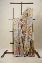 Grey HBP Cotton Silk Saree With Maheshwari Border - SRGCSS1306