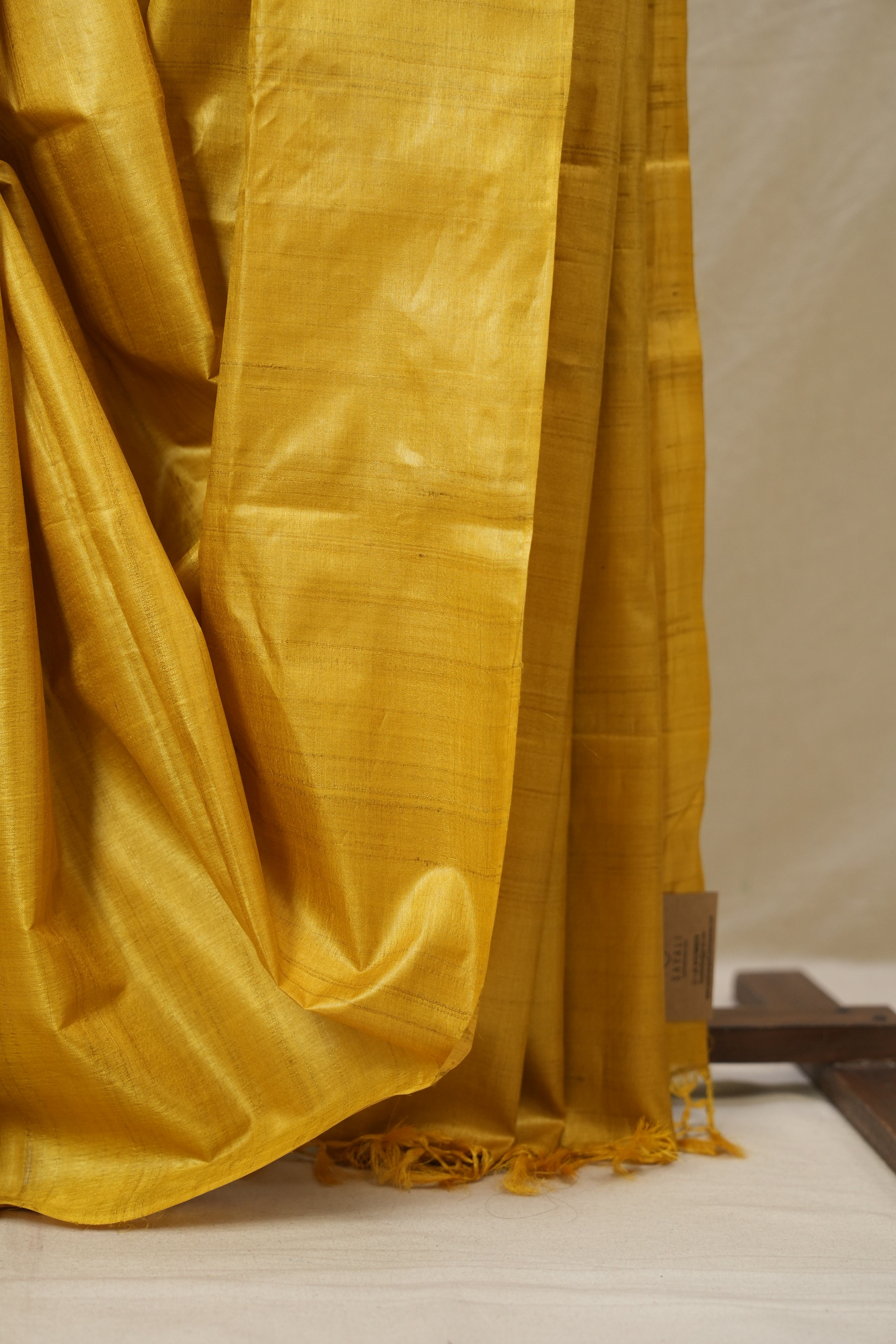 Yellow Tussar Silk Saree - SRYTSS1840
