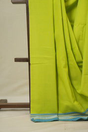 Neon Green Cotton IIkal Saree With Chikki Border - SRNGCIS905