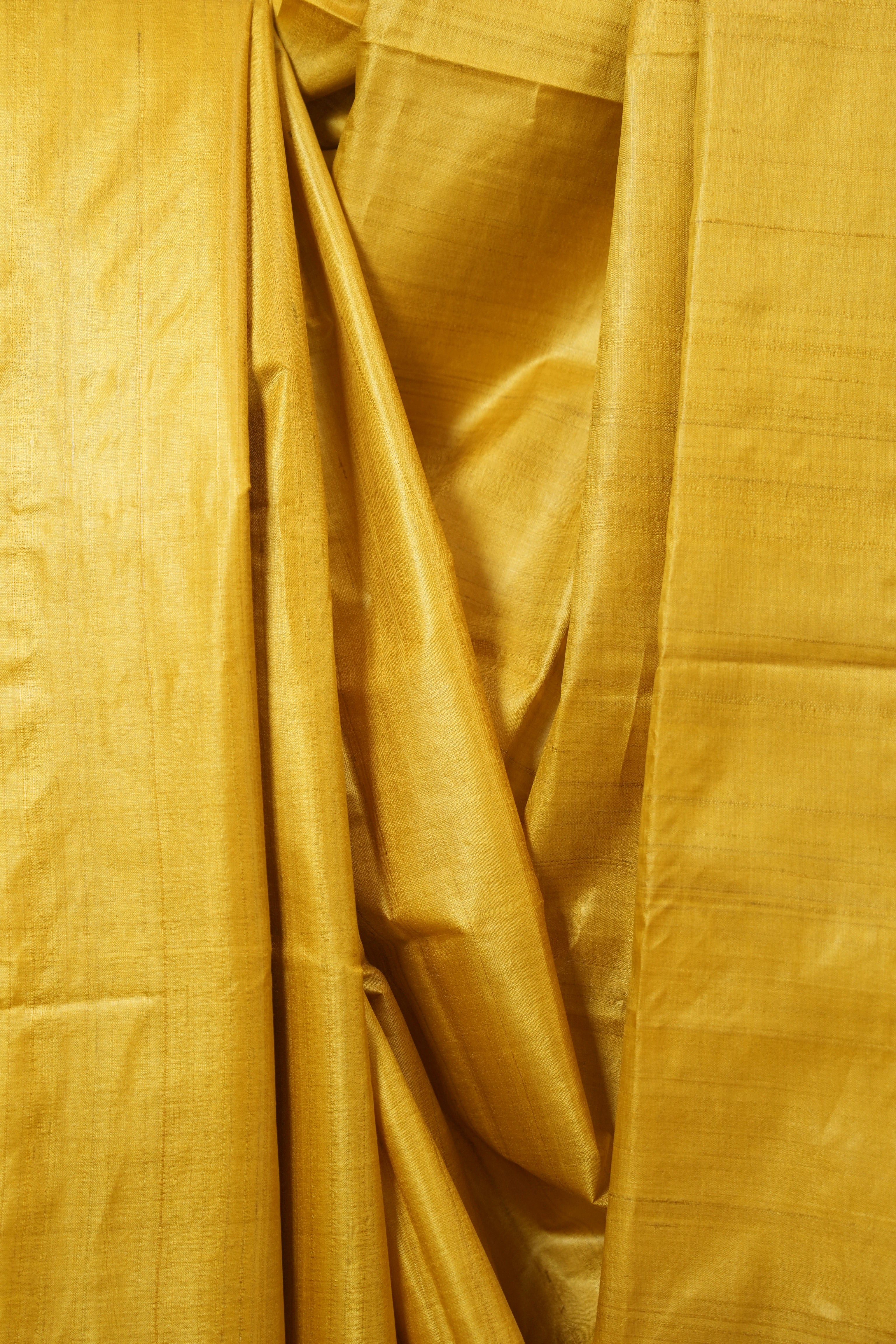 Yellow Tussar Silk Saree - SRYTSS1840
