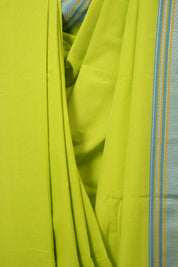 Neon Green Cotton IIkal Saree With Chikki Border - SRNGCIS905