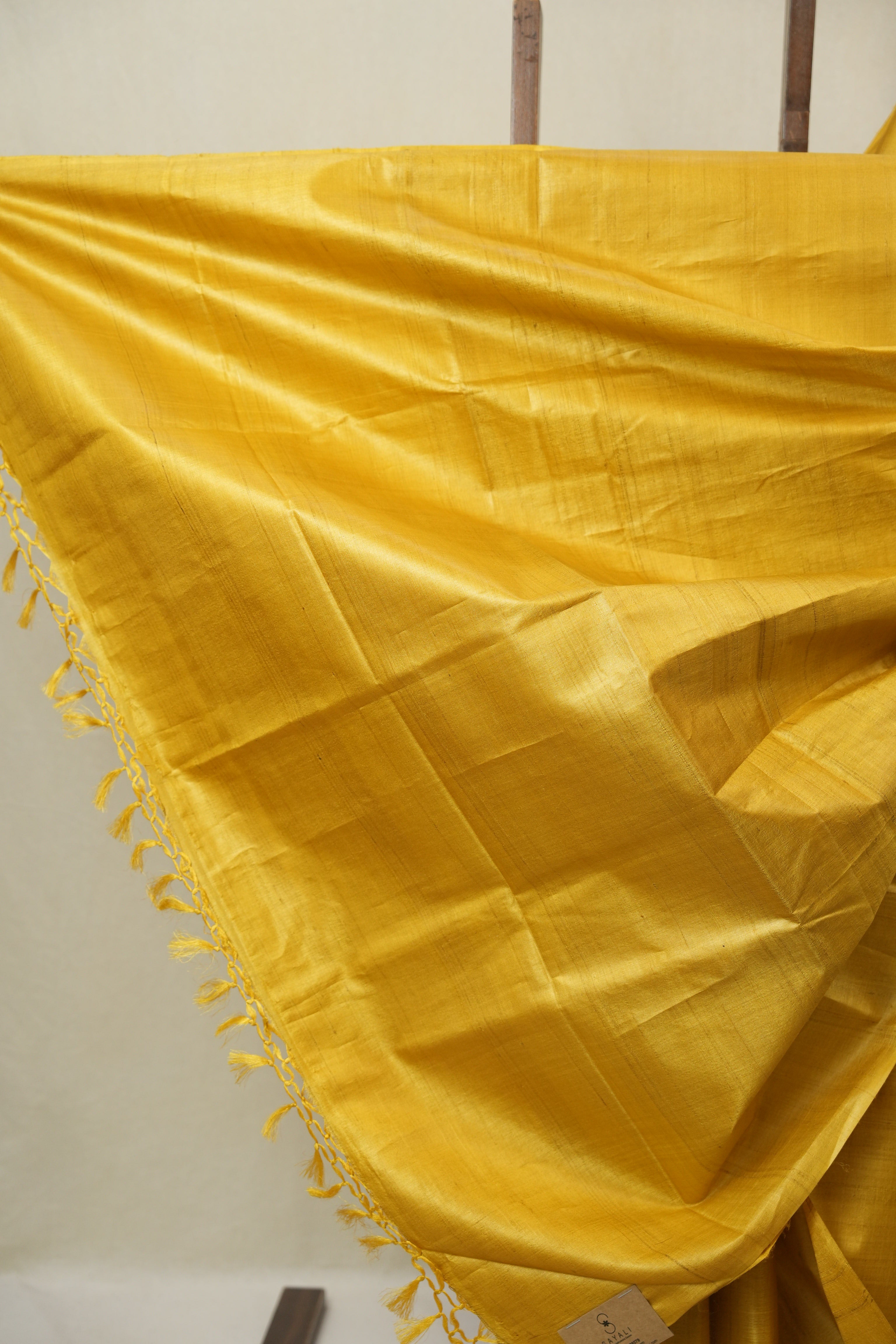 Yellow Tussar Silk Saree - SRYTSS1840