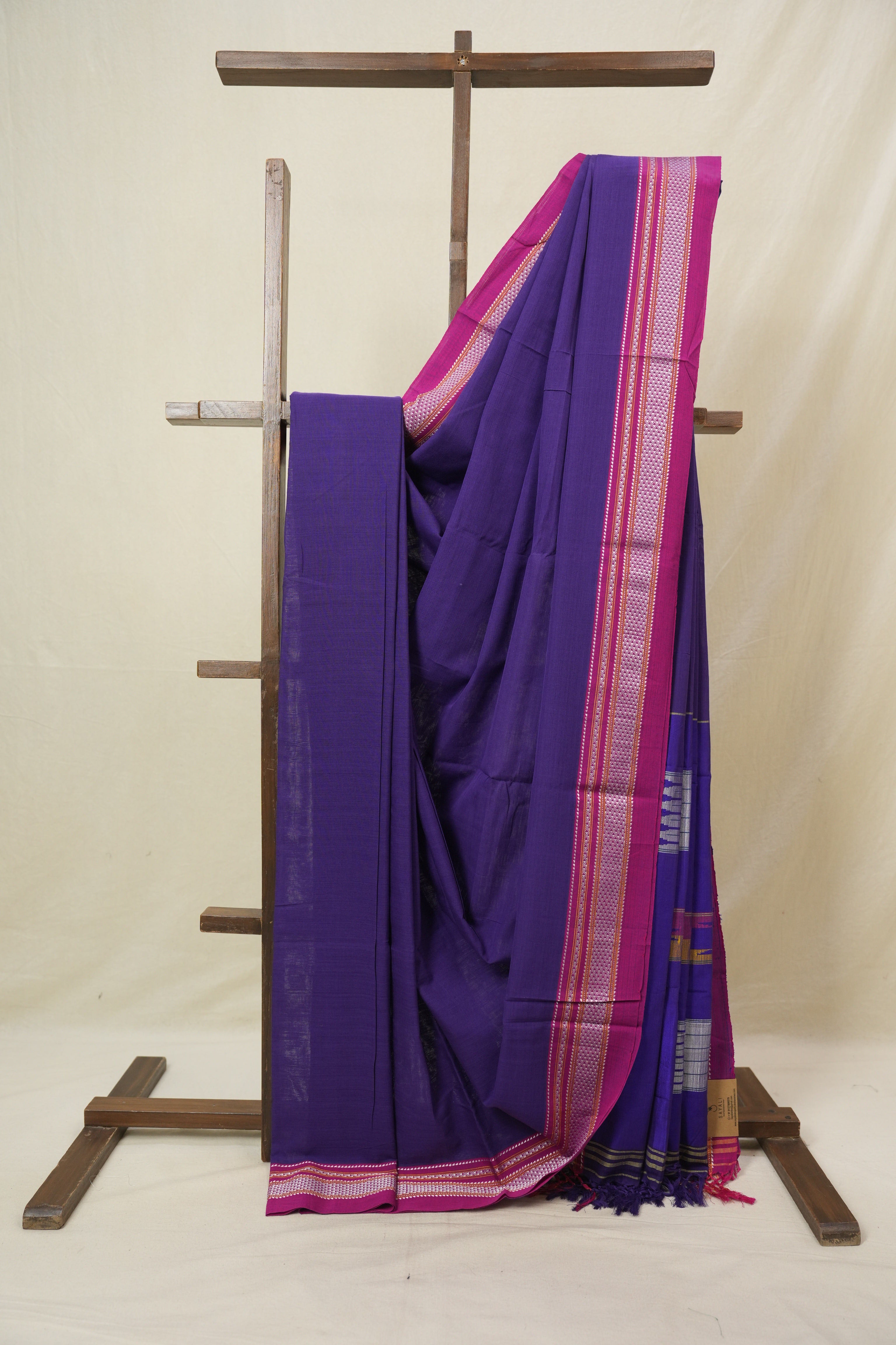Purple Cotton IIkal Saree With Chikki Border - SRPCIS907