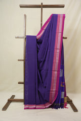 Purple Cotton IIkal Saree With Chikki Border - SRPCIS907