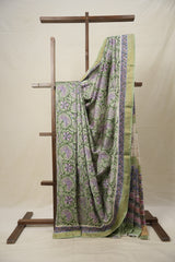 Green HBP Cotton Silk Saree With Maheshwari Border - SRGCSS1309