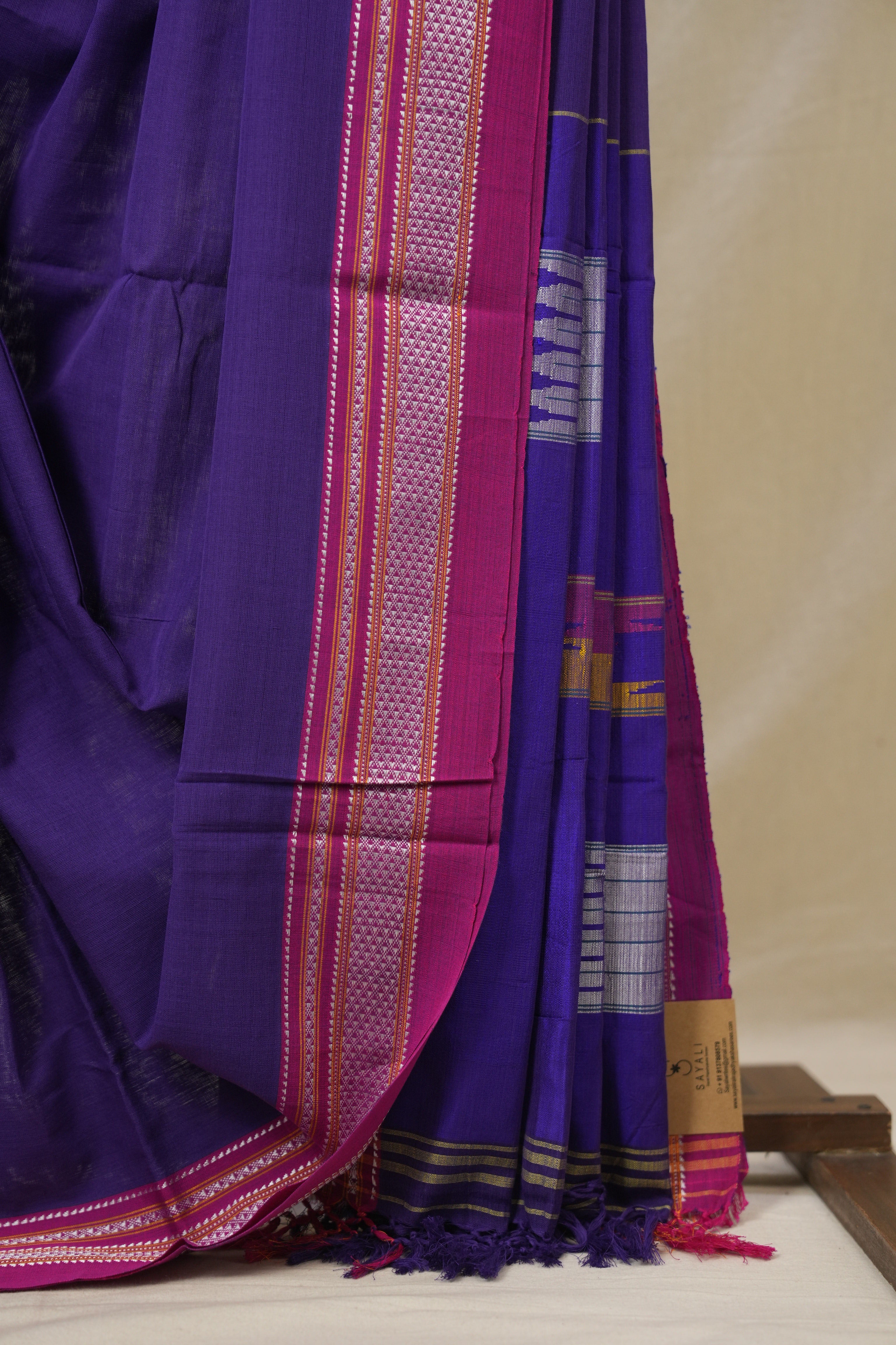 Purple Cotton IIkal Saree With Chikki Border - SRPCIS907