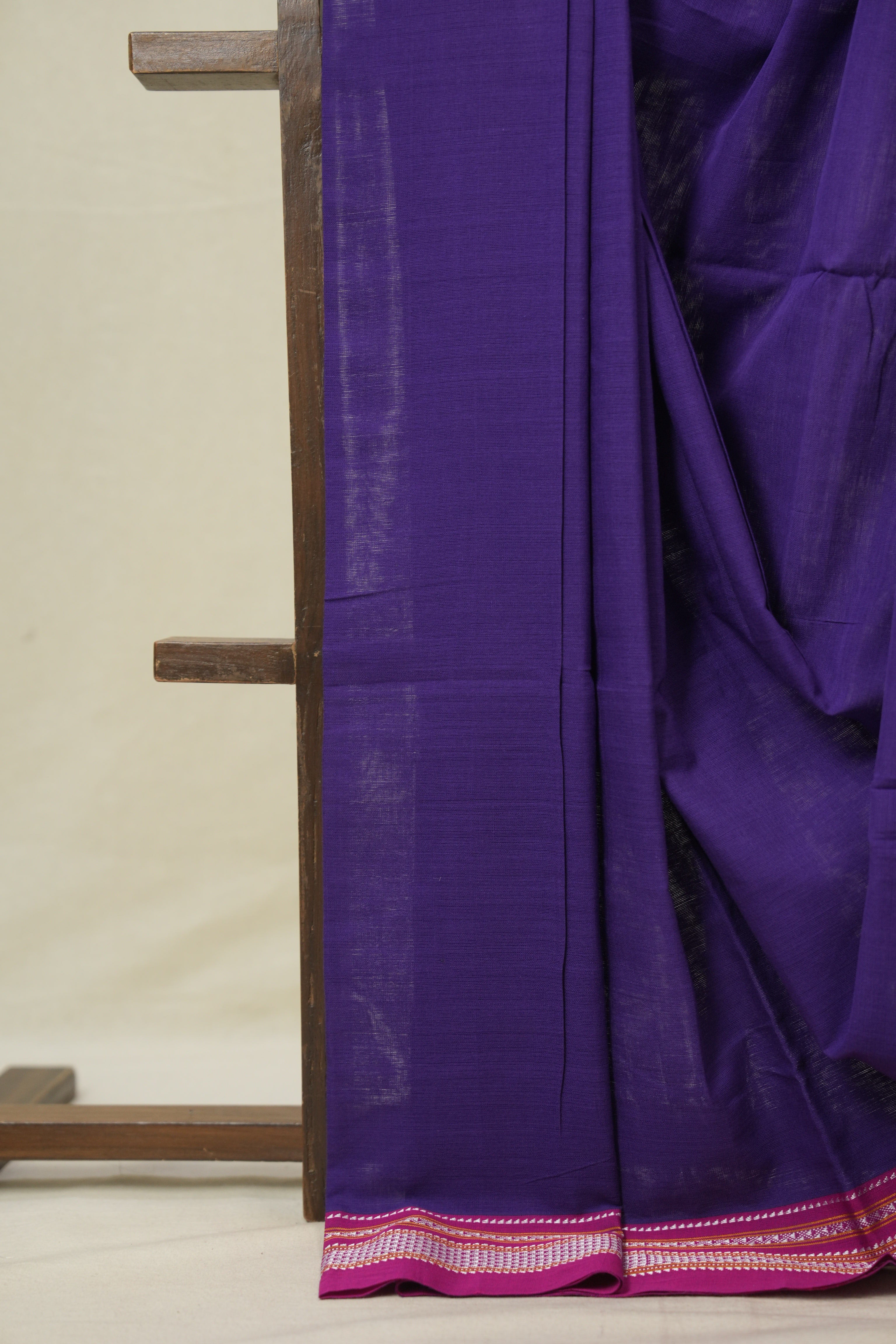 Purple Cotton IIkal Saree With Chikki Border - SRPCIS907