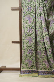 Green HBP Cotton Silk Saree With Maheshwari Border - SRGCSS1309