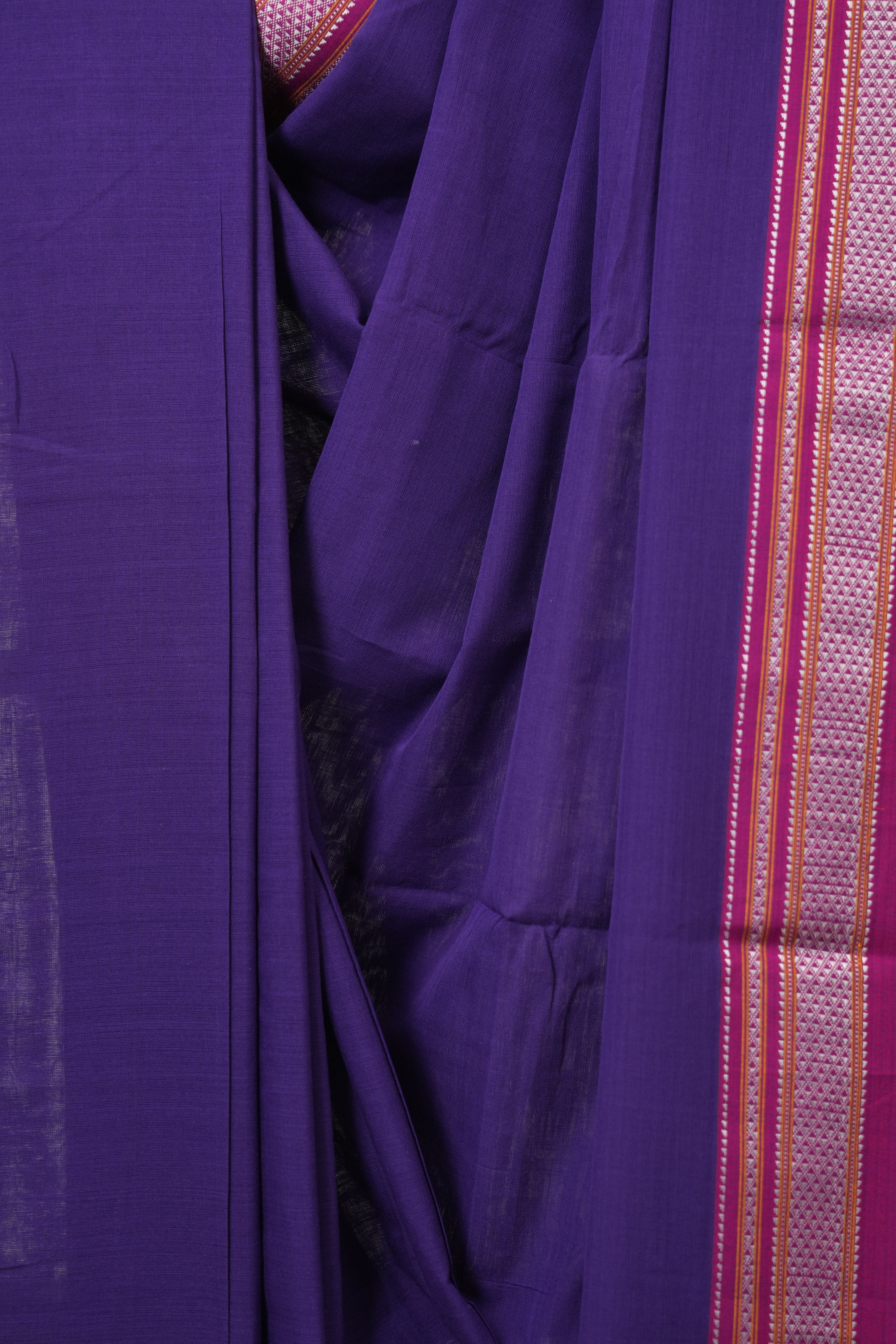Purple Cotton IIkal Saree With Chikki Border - SRPCIS907