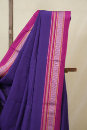 Purple Cotton IIkal Saree With Chikki Border - SRPCIS907