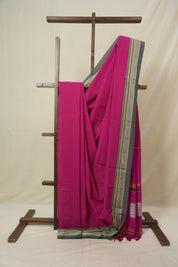 Rani Pink Cotton IIkal Saree With Chikki Border - SRRPCIS909
