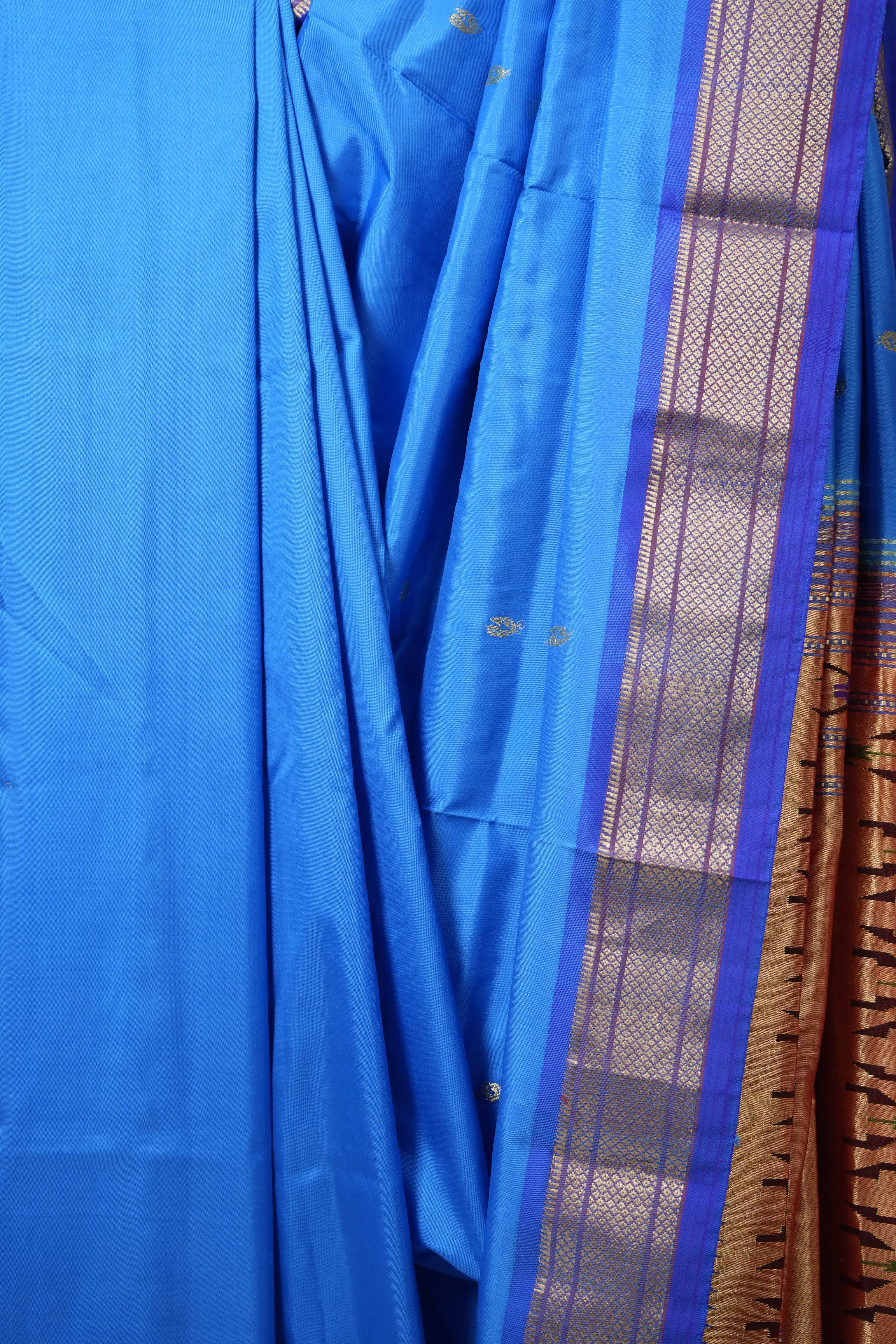 Sky Blue Silk Paithani Saree - Saavari - SSSBSPS28