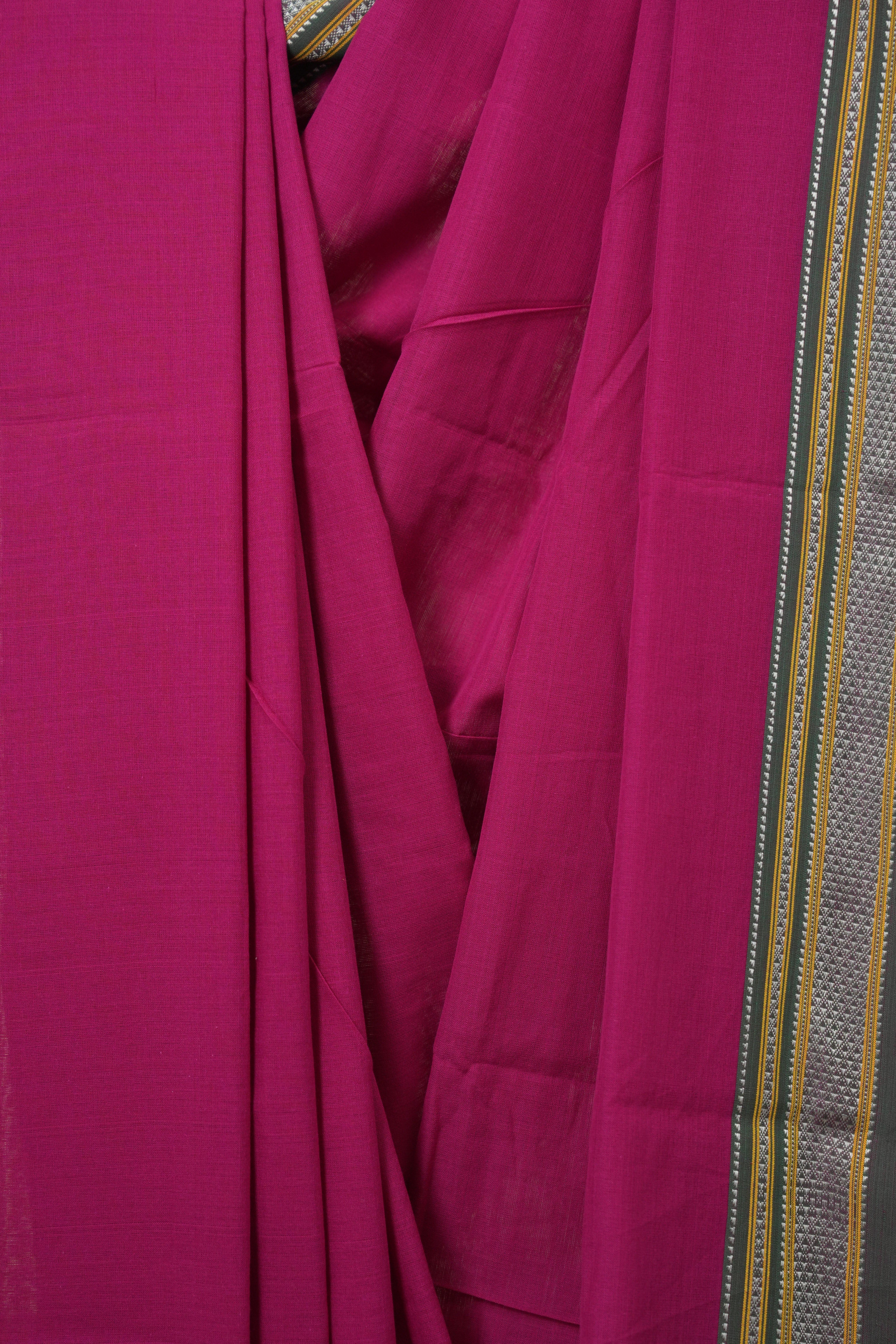 Rani Pink Cotton IIkal Saree With Chikki Border - SRRPCIS909
