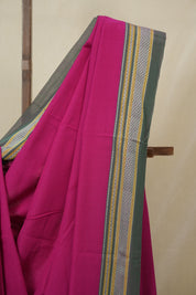 Rani Pink Cotton IIkal Saree With Chikki Border - SRRPCIS909