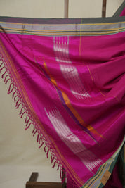 Rani Pink Cotton IIkal Saree With Chikki Border - SRRPCIS909