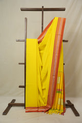 Yellow Cotton IIkal Saree With Chikki Border - SRYCIS912