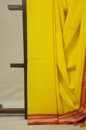 Yellow Cotton IIkal Saree With Chikki Border - SRYCIS912