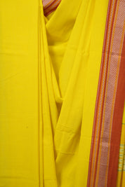 Yellow Cotton IIkal Saree With Chikki Border - SRYCIS912