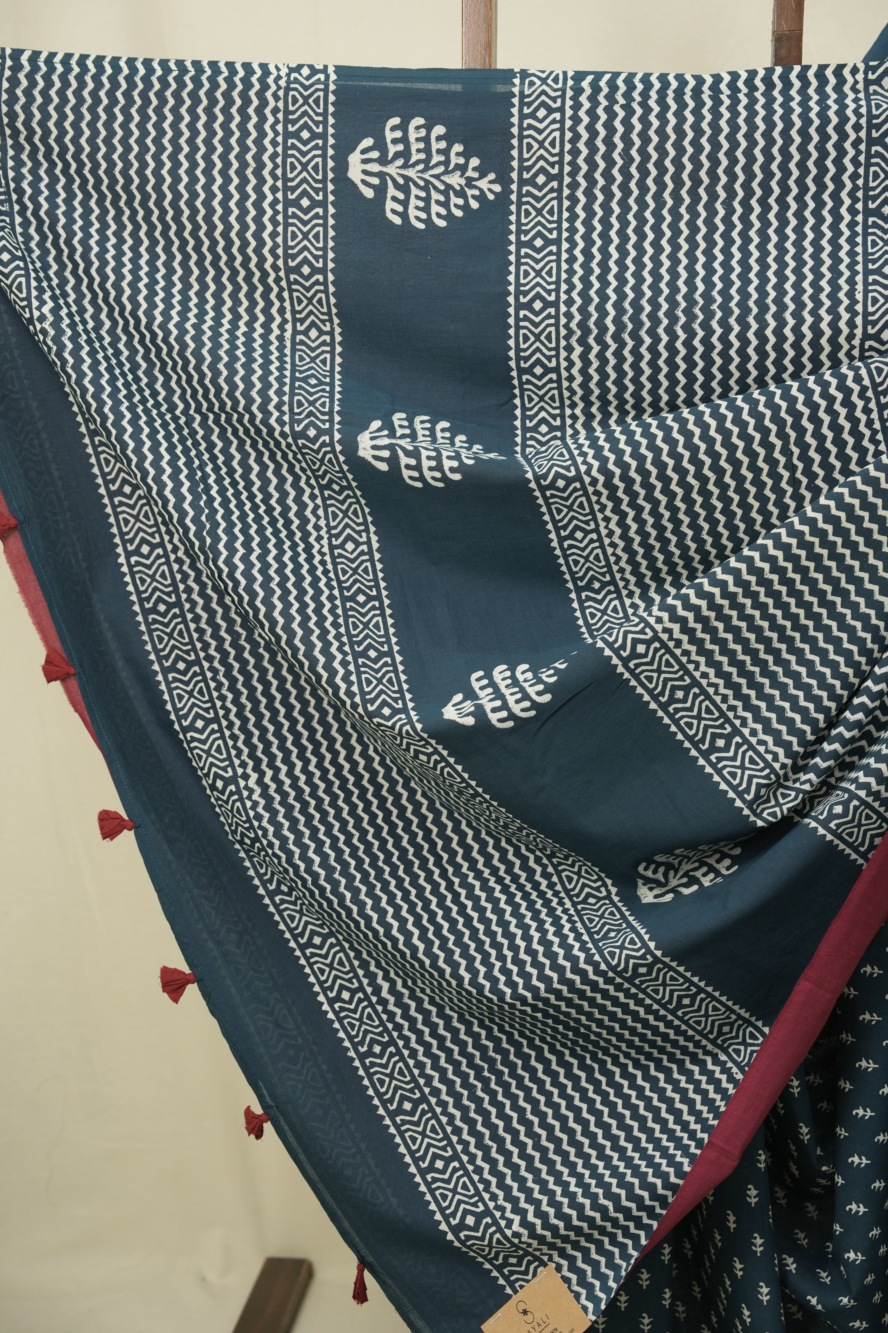 Peacock Blue HBP Cotton Saree - SRPBCS3531