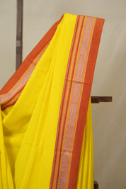 Yellow Cotton IIkal Saree With Chikki Border - SRYCIS912