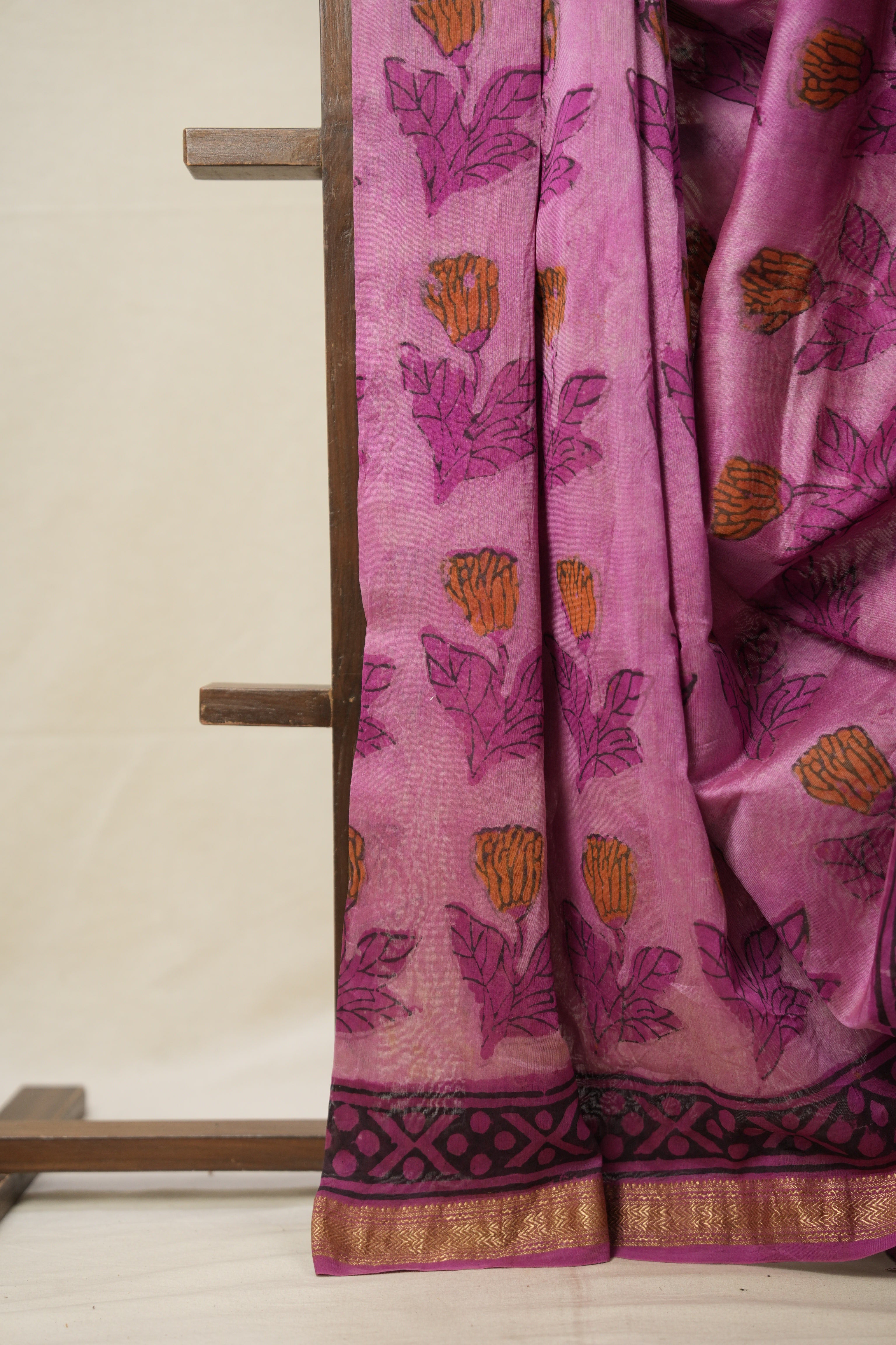 Light Pink HBP Cotton Silk Saree With Maheshwari Border - SRLPCSS1292
