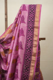 Light Pink HBP Cotton Silk Saree With Maheshwari Border - SRLPCSS1292
