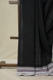 Black Cotton IIkal Saree With Gayatri Border - SRBCIS895