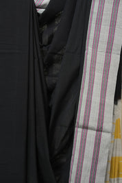 Black Cotton IIkal Saree With Gayatri Border - SRBCIS895