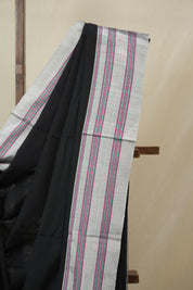 Black Cotton IIkal Saree With Gayatri Border - SRBCIS895