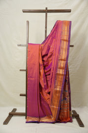Two Tone Orange Silk Paithani Saree - SRTTOSPS775