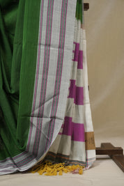 Green Cotton IIkal Saree With Gayatri Border - SRGCIS896