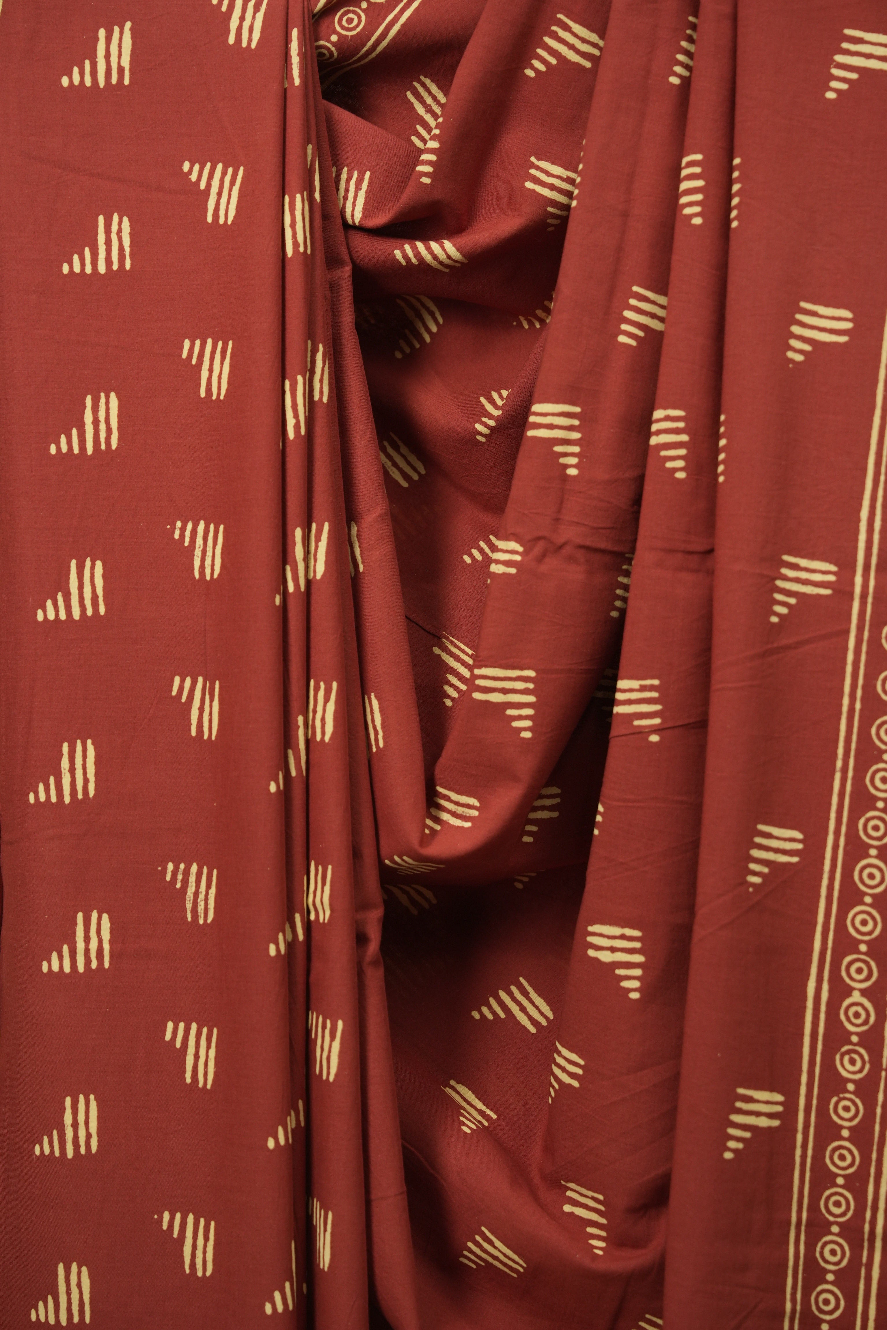 Red HBP Cotton Saree - SRRCS3550