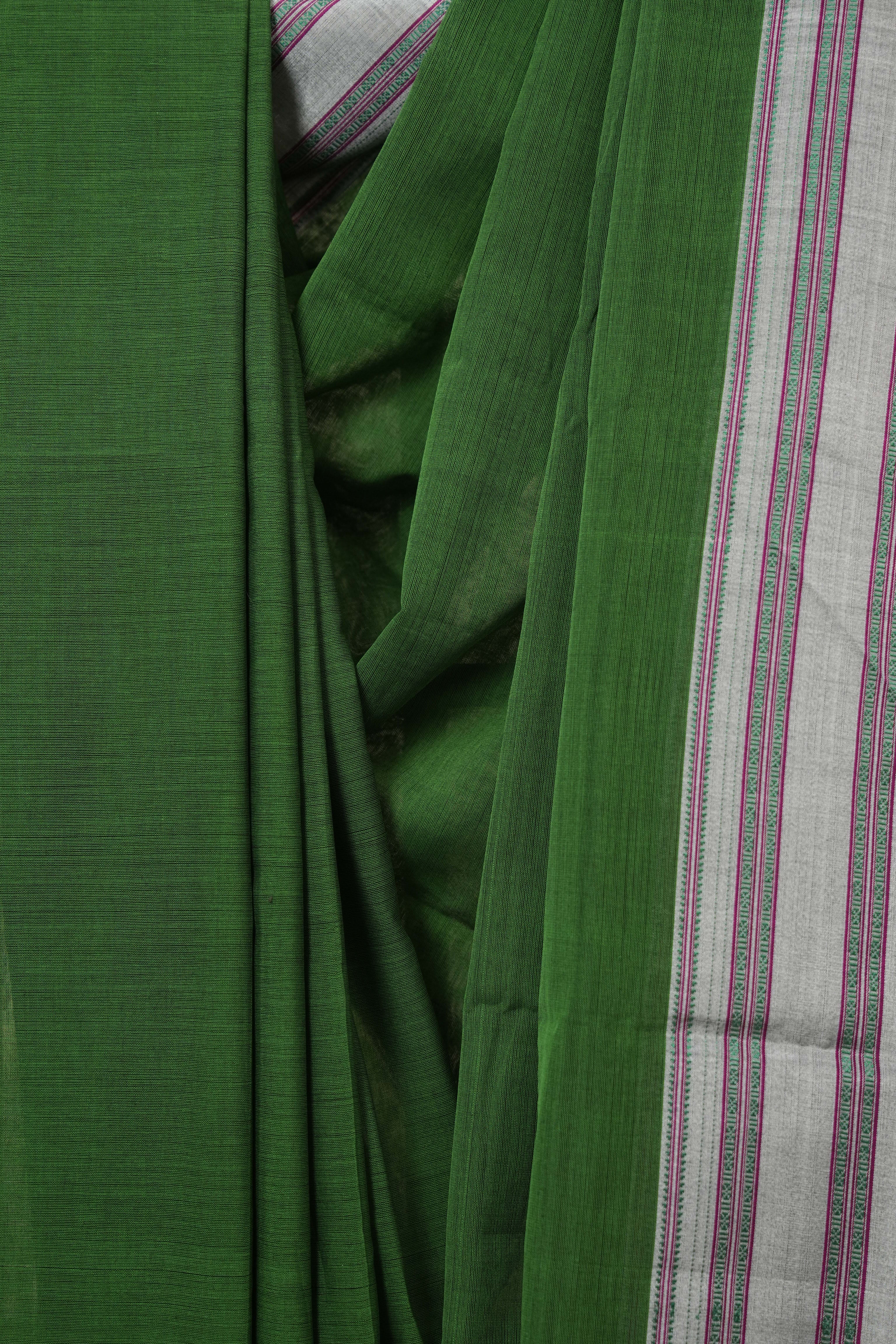 Green Cotton IIkal Saree With Gayatri Border - SRGCIS896