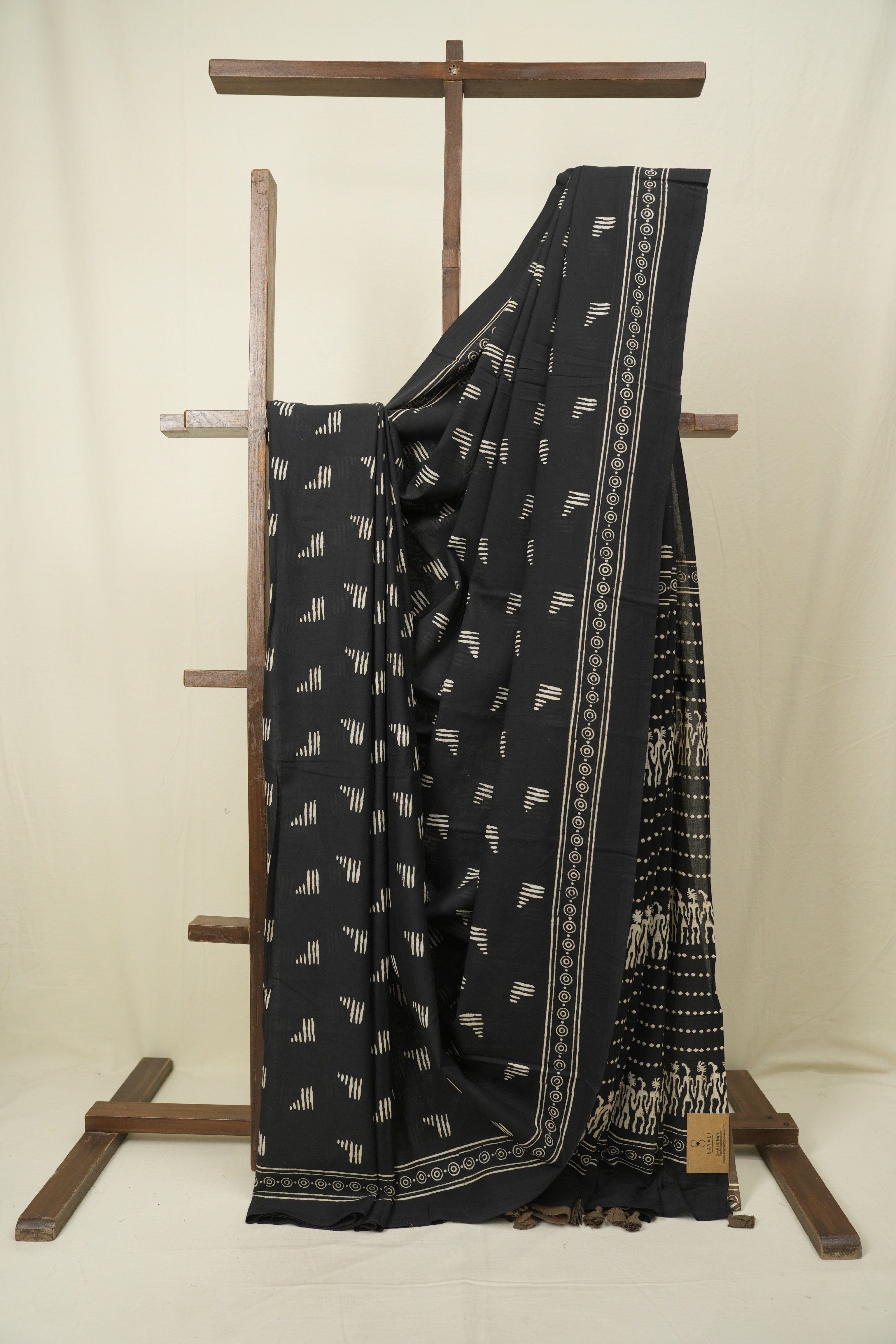 Black HBP Cotton Saree - SRBCS3549