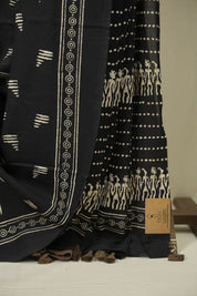 Black HBP Cotton Saree - SRBCS3549