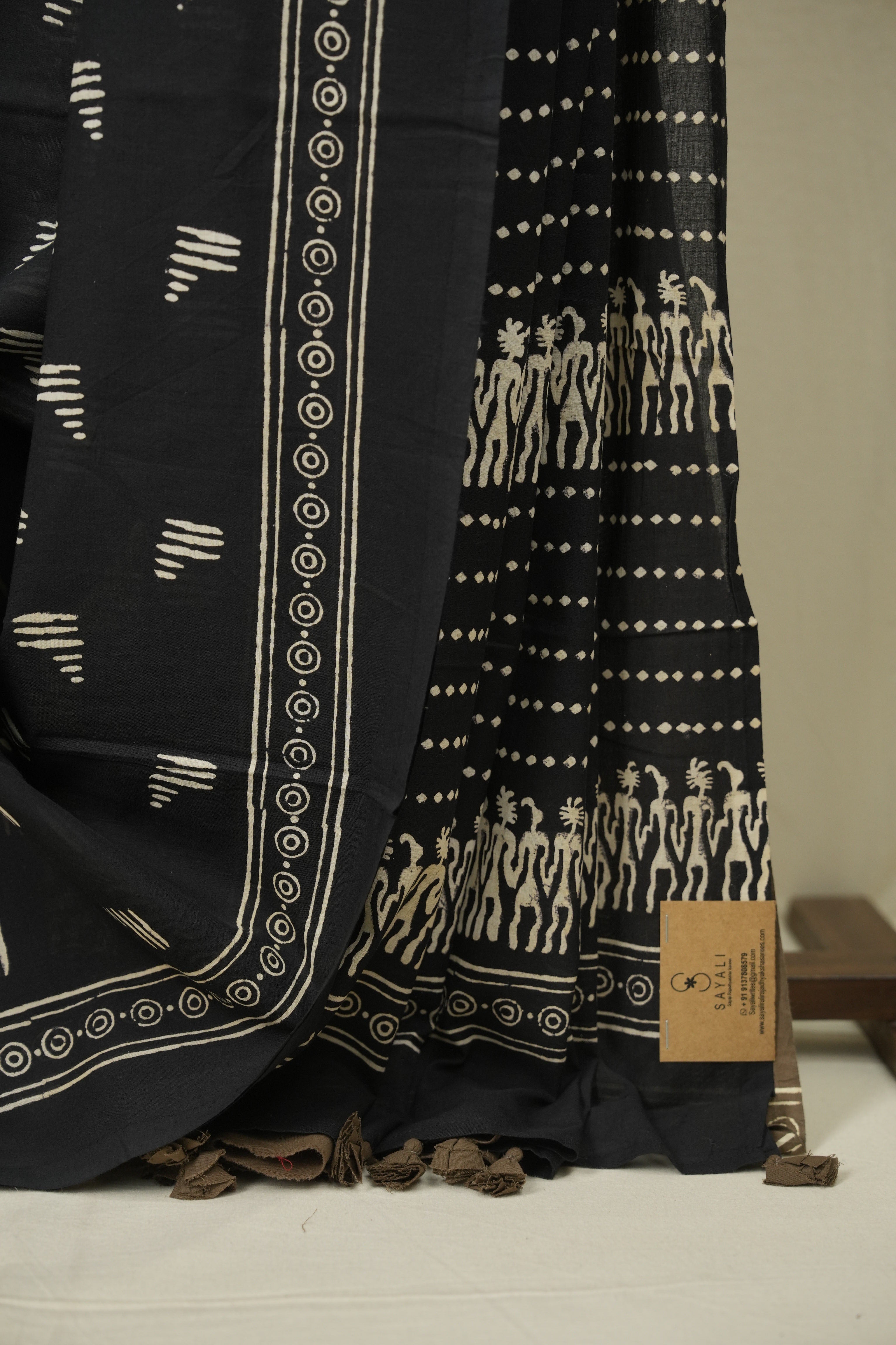 Black HBP Cotton Saree - SRBCS3549