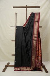 Black Silk Paithani Saree - SRBSPS776