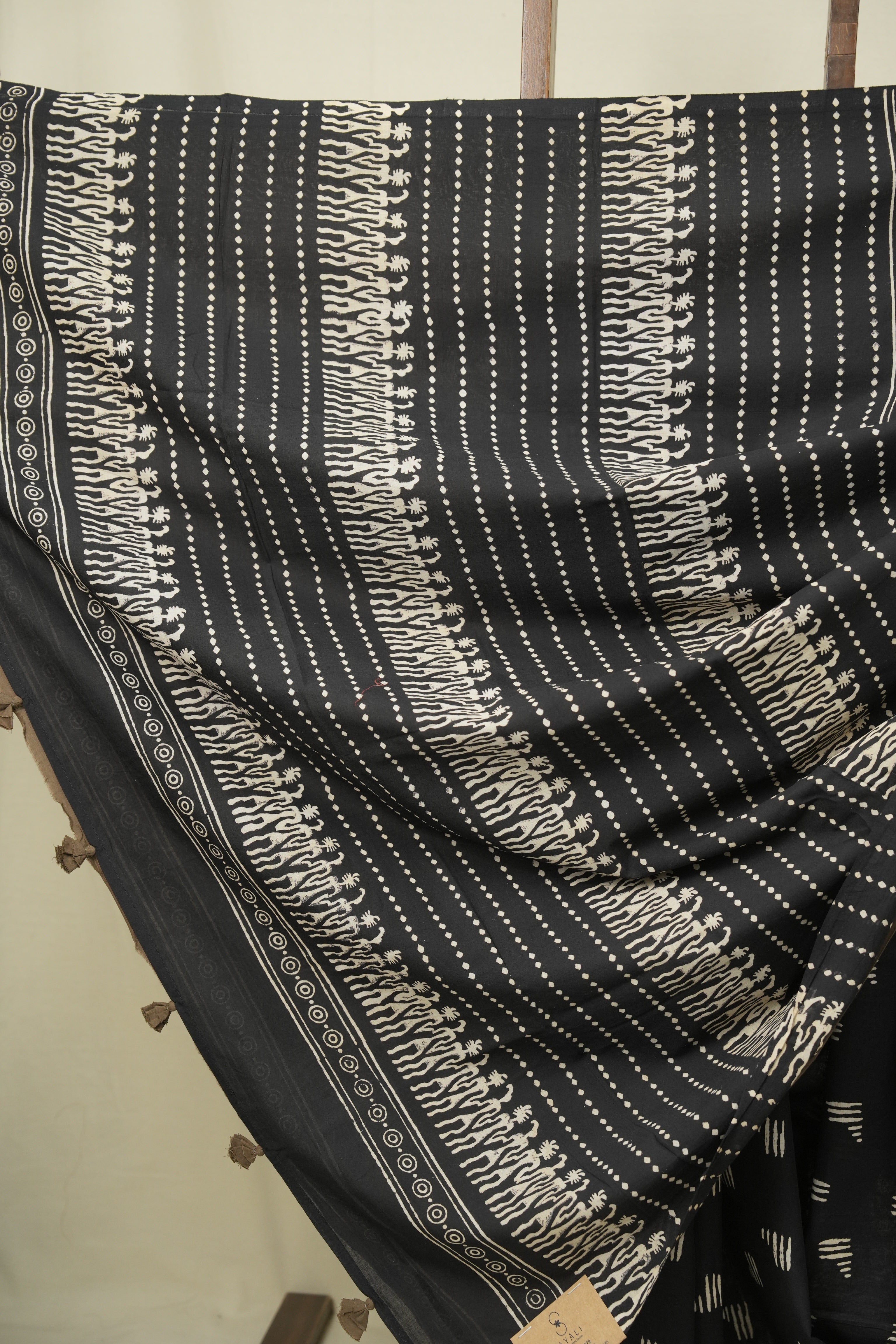 Black HBP Cotton Saree - SRBCS3549
