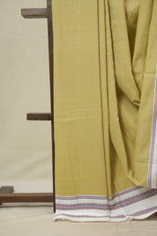Light Khaki Cotton IIkal Saree With Gayatri Border - SRLKCIS898