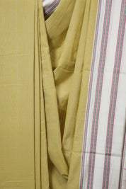 Light Khaki Cotton IIkal Saree With Gayatri Border - SRLKCIS898