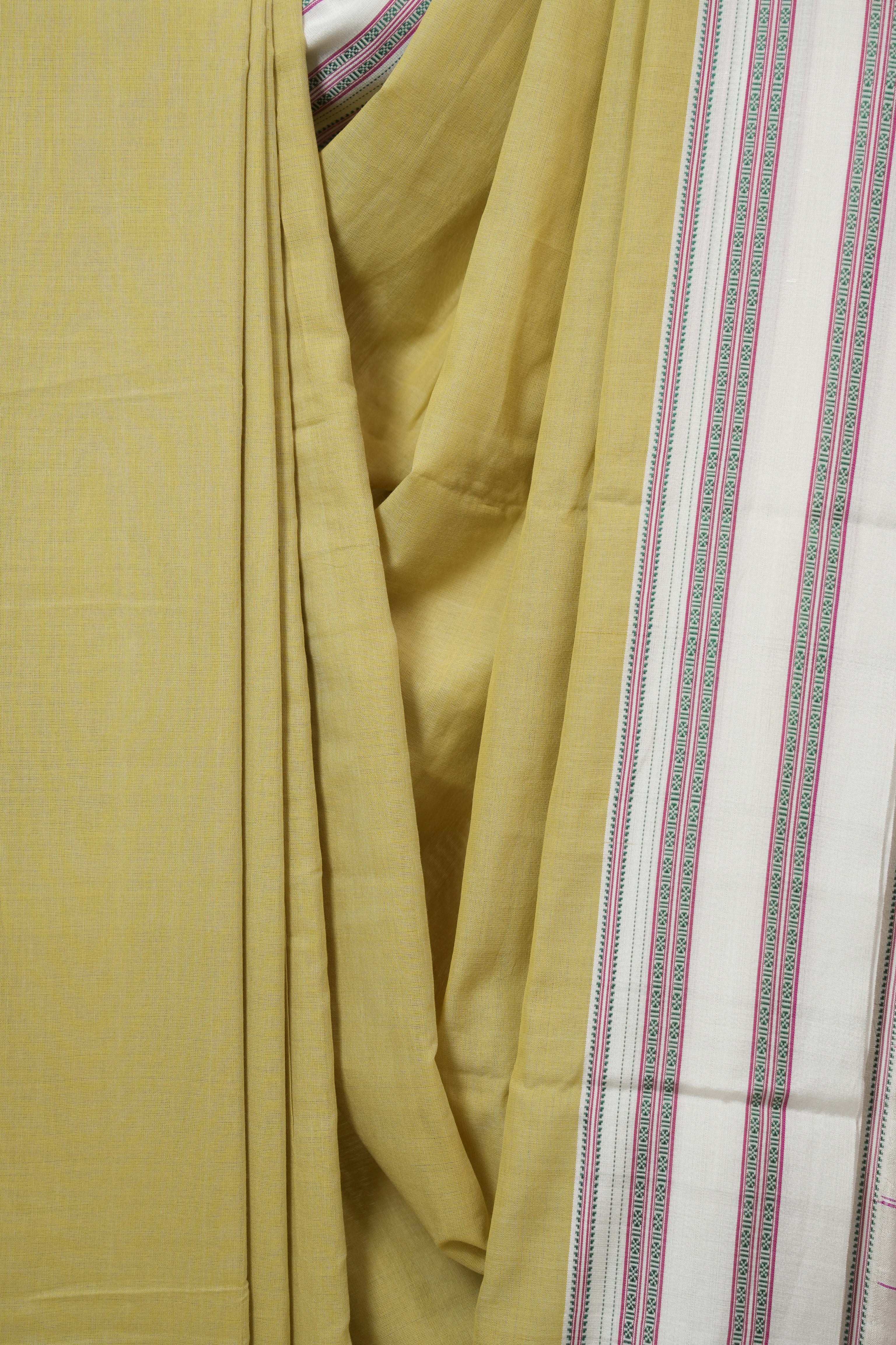 Light Khaki Cotton IIkal Saree With Gayatri Border - SRLKCIS898