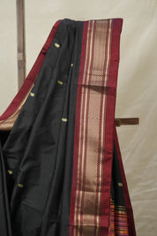 Black Silk Paithani Saree - SRBSPS776